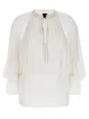 Pinko Layered Sheer Fabric Top With Tassel Detail In White