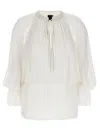 Pinko Layered Sheer Fabric Top With Tassel Detail In White