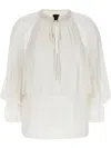 Pinko Layered Sheer Fabric Top With Tassel Detail In White