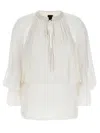 Pinko Layered Sheer Fabric Top With Tassel Detail In White