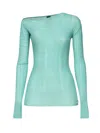 Pinko Ribbed Long-sleeve Top In Blue