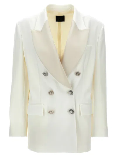 Pinko Double-breasted Viscose Blazer In White
