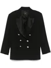 Pinko Double-breasted Blazer With Satin Lapels In Black