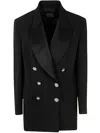 Pinko Vallini Double Layers Dyagonal Jacket In Black Limousine