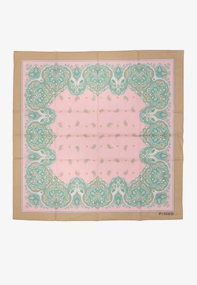 Pinko Valzer Printed Square Scarf In Brown