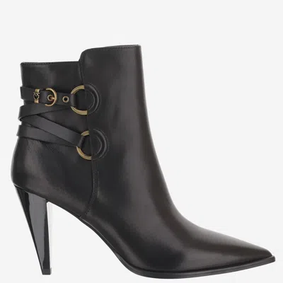 Pinko Vane Leather Ankle Boots Size 37 It In Black
