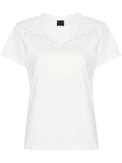 Pinko Western-style Yoke T-shirt In Bianco