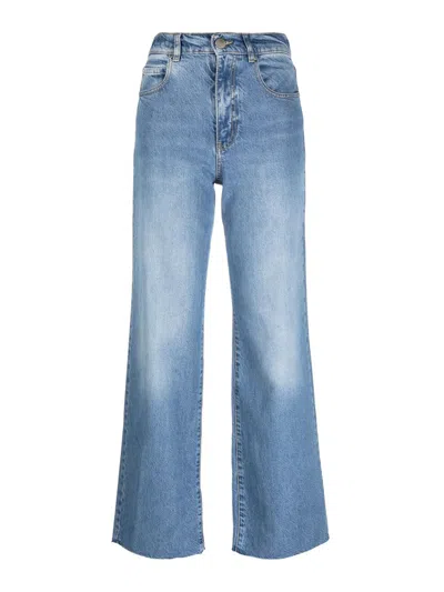 Pinko Wilma Faded-effect Wide-leg Jeans In Blue