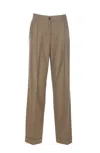 Pinko Vasetto Wide Leg Trousers In Multi Cammello Verde