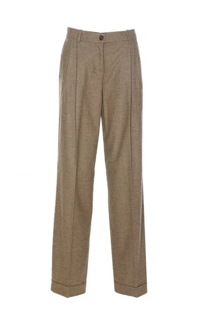 Pinko Vasetto Wide Leg Trousers In Brown