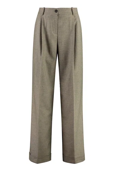 Pinko Vasetto Wide Leg Trousers In Brown