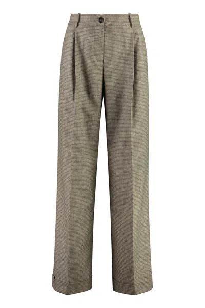 Pinko Vasetto Wide Leg Trousers In Brown