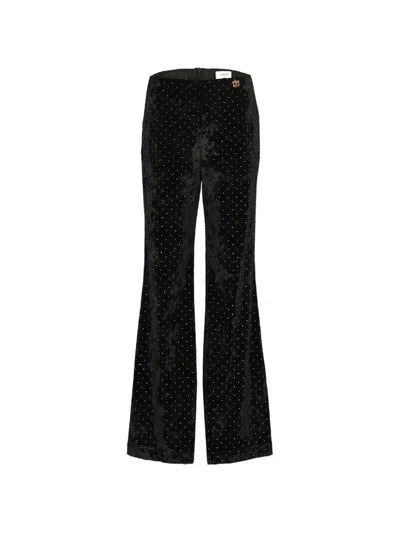 Pinko Velvet-texture Smart Trousers In Black