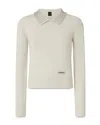 Pinko Sweater With Collar And Rhinestones In White