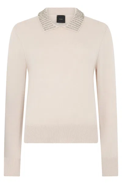 Pinko Ventotene Wool Blend Sweater In Neutral