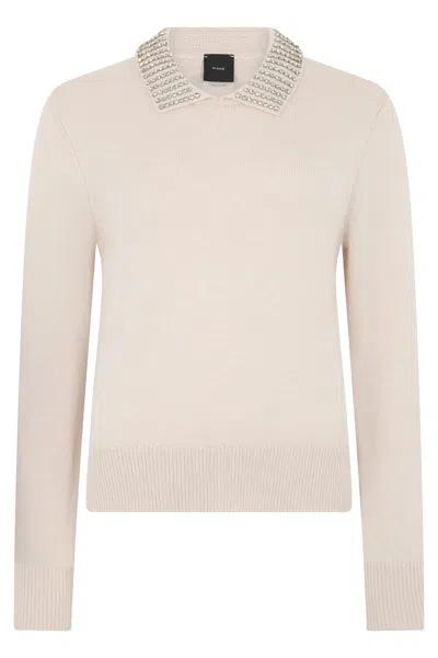 Pinko Ventotene Wool Blend Sweater In Neutral
