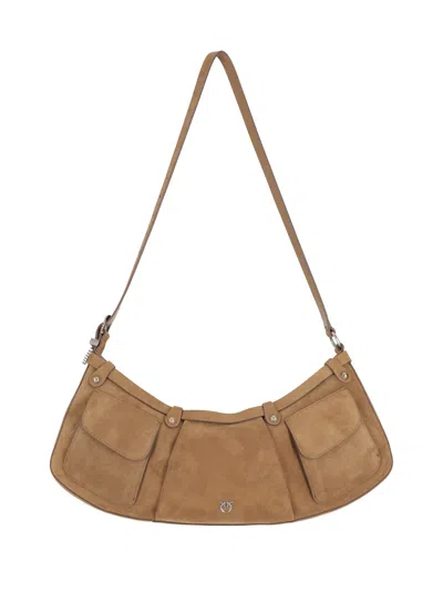 Pinko Pocket Body Bag Big Suede In Brown