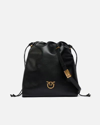 Pinko Vertical Medium Leather Slouchy Bag In Multi