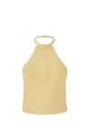 Pinko Suede Halterneck Tie-back Sleeveless Top In Yellow