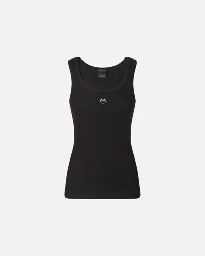 Pinko - Vest Top With Love Birds Golden Detail - Xxl In Black