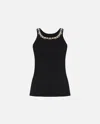 Pinko Vest Top With Shiny Embroidery In Limo Black