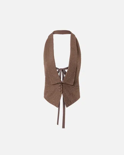 Pinko Vest With Rhinestones And Open Back