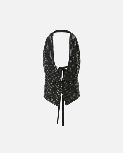 Pinko Vest With Rhinestones And Open Back