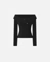 Pinko Off-the-shoulder Black Jacket With Folded Neckline In Black