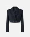 Pinko Short Pinstripe Poly Wool Blazer In Blue