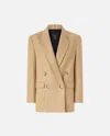 Pinko Veste Croisée En Laine Mélangée In Yellow