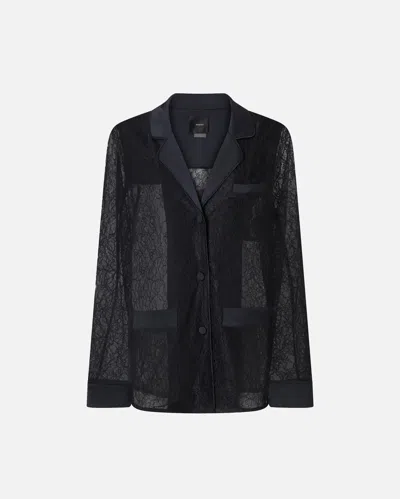 Pinko Lace And Satin Jacket In Black