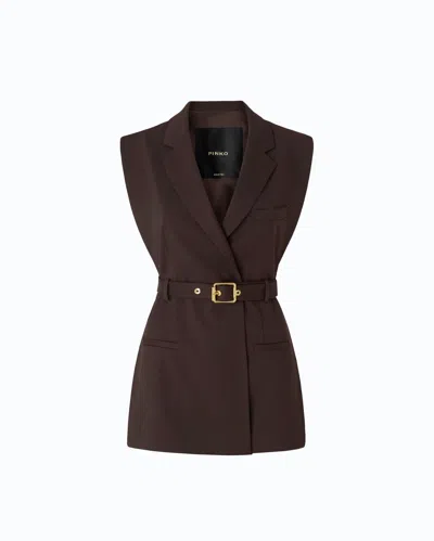 Pinko - Veste Sans Manches Ceinturée Ouverte Sur Les Côtés - 36 In Brown