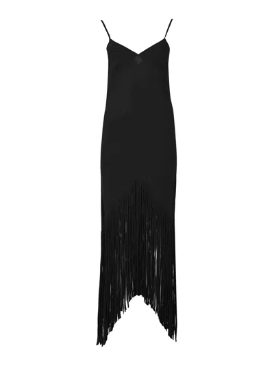 Pinko Long Badia Slip Dress In Black