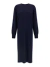 Pinko Crew-neck Contrast-trim Maxi Dress In Blue
