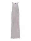 Pinko Nelson Viscose And Metallised Fibre Long Dress In Gray
