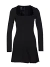 Pinko Flounced Square Neck Long Sleeve Dress In Black