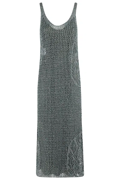 Pinko Viggiano Abito Mesh Openwork In Ssz Mult Verde Bianco