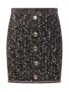 Pinko Vinacciolo Knitted Mini Skirt In Nero/marrone/bianco