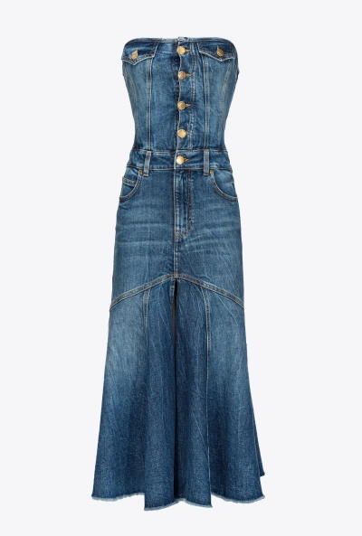 Pinko Vintage Denim Midi Dress In Lavaggio Vintage Medio Scuro