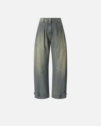 Pinko Vintage Denim P-pants Jeans With Balloon Leg In Light Vintage Wash