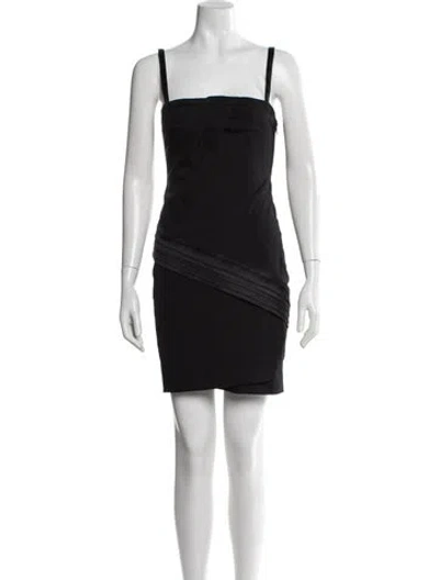 Pre-owned Pinko Virgin Wool Mini Dress In Black