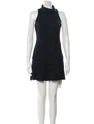 Pre-owned Pinko Virgin Wool Mini Dress In Blue