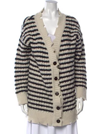 Pre-owned Pinko Virgin Wool Striped Sweater In Neutrals