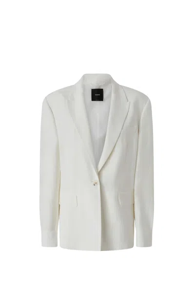 PINKO VISCOSE AND LINEN SINGLE-BREASTED JACKET