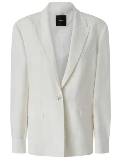 PINKO VISCOSE AND LINEN SINGLE-BREASTED JACKET