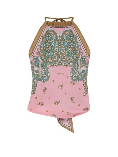 Pinko Viscose And Silk Blend Synchro Top In Pink