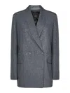 Pinko Viscose Blend Double-breasted Blazer In Grey