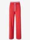 Pinko Wide-leg Pants With Contrasting Side Panels And Drawstring Waist In Blu E Bianco
