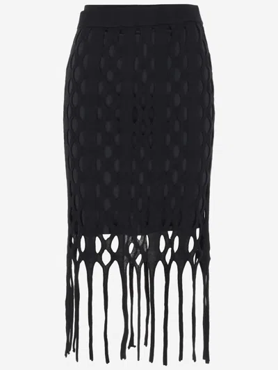 Pinko Viscose Blend Midi Skirt In Black