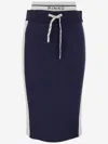 Pinko Jupe Crayon En Molleton Avec Bande Latérale In Blu E Bianco